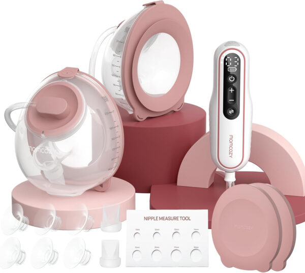 Momcozy Breast Pump V1 Pro Hospital-Grade, Hands-Free & Portable Wearable Pump, Upgraded Electric Pump with 3 Fine-Tuned Rhythms|15 Levels, Come with Leak-Proof DoubleFit Flange, Cozy Red.