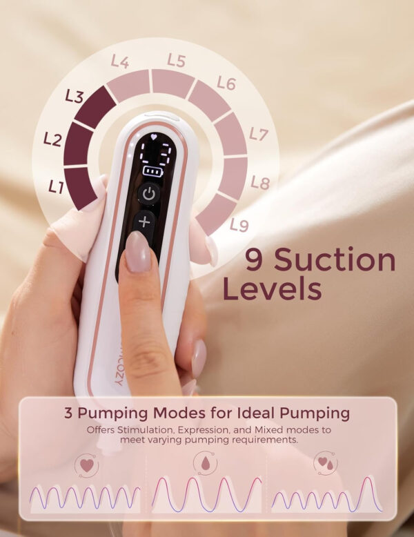 Momcozy Breast Pump V1 Pro Hospital-Grade, Hands-Free & Portable Wearable Pump, Upgraded Electric Pump with 3 Fine-Tuned Rhythms|15 Levels, Come with Leak-Proof DoubleFit Flange, Cozy Red.