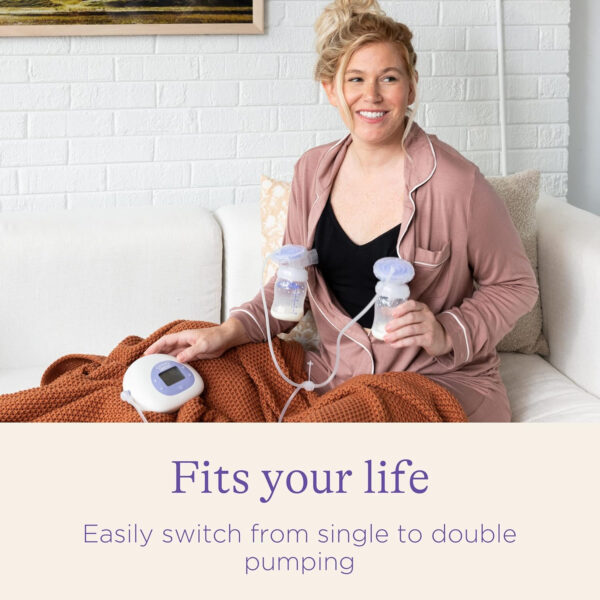 Lansinoh Signature Pro Double Electric Breast Pump, Portable with LCD Display, 3 Power Options, Includes 25mm Flanges, 2 Baby Bottles with 1 Slow Flow Bottle Nipple, and Carry Bag
