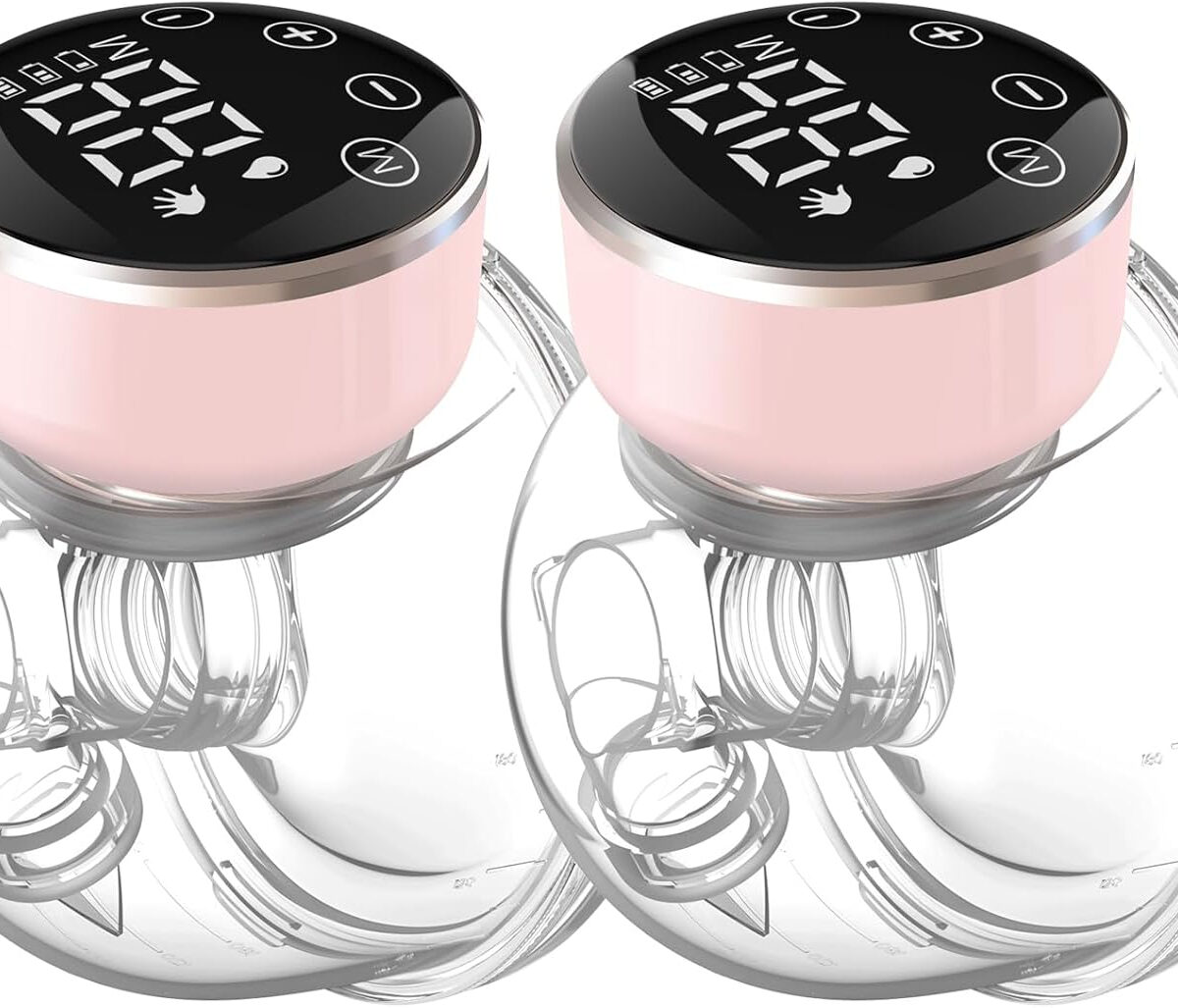 Wearable Breast Pump Hands Free of Longer Battery Life & LED Display, Portable Electric Breast Pump with 3 Modes & 9 Levels & Low Noise, 24 mm Flange, 2 Pcs Pink