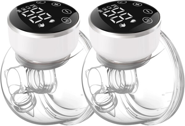 Wearable Breast Pump Hands Free of Longer Battery Life & LED Display, Portable Electric Breast Pump with 3 Modes & 9 Levels & Low Noise, 24 mm Flange, 2 Pcs Pink
