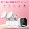 Lulia Double Electric Breast Pump, Breastfeeding Pump 4 Modes & 9 Levels, Low Noise, Anti-Backflow & LED Display, BPA Free, Portable Breast Pumps with 10 Breastmilk Storage Bags and 24mm Flange