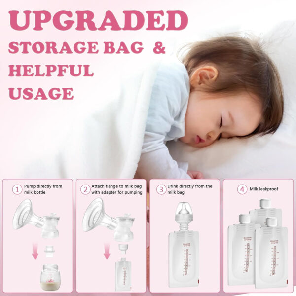 Lulia Double Electric Breast Pump, Breastfeeding Pump 4 Modes & 9 Levels, Low Noise, Anti-Backflow & LED Display, BPA Free, Portable Breast Pumps with 10 Breastmilk Storage Bags and 24mm Flange