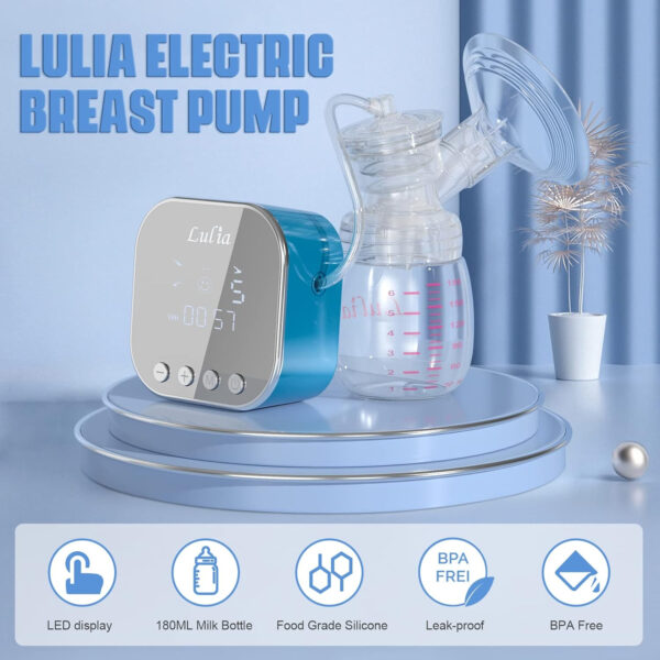 Lulia Double Electric Breast Pump, Breastfeeding Pump 4 Modes & 9 Levels, Low Noise, Anti-Backflow & LED Display, BPA Free, Portable Breast Pumps with 10 Breastmilk Storage Bags and 24mm Flange