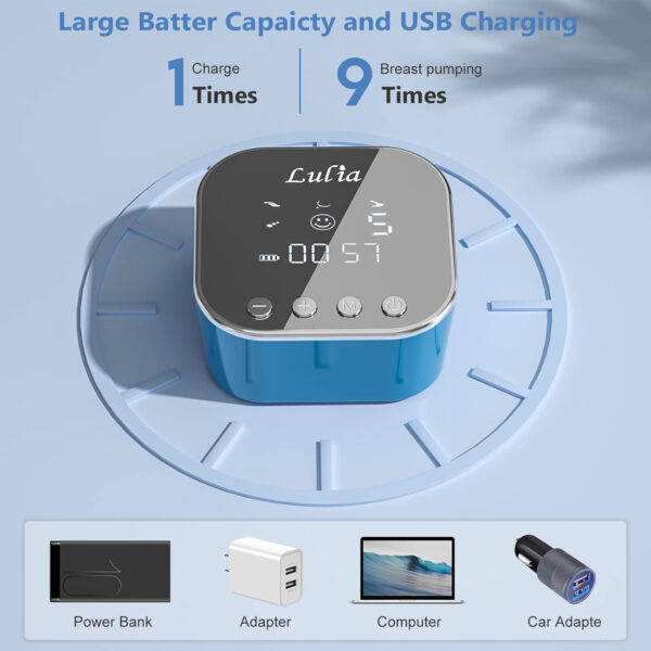 Lulia Double Electric Breast Pump, Breastfeeding Pump 4 Modes & 9 Levels, Low Noise, Anti-Backflow & LED Display, BPA Free, Portable Breast Pumps with 10 Breastmilk Storage Bags and 24mm Flange