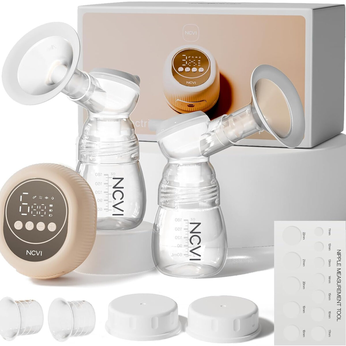 688a9031be7012fe2d2652bdb423556baab4e07e17463aca4f629.jpg NCVI 8128 Electric Double Breast Pump Breastfeeding with 4 Modes 9 Levels, Rechargeable Pump Machine Strong Suction for Bigger Breast with 21/24mm Flanges Parts, Anti-Backflow Non-Spill and Low Noise