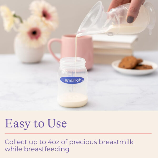 Lansinoh Manual Breast Pump, Hand Pump with Comfortable Flange, Includes 5oz Baby Bottle with Slow Flow Nipple, Breastfeeding Essentials