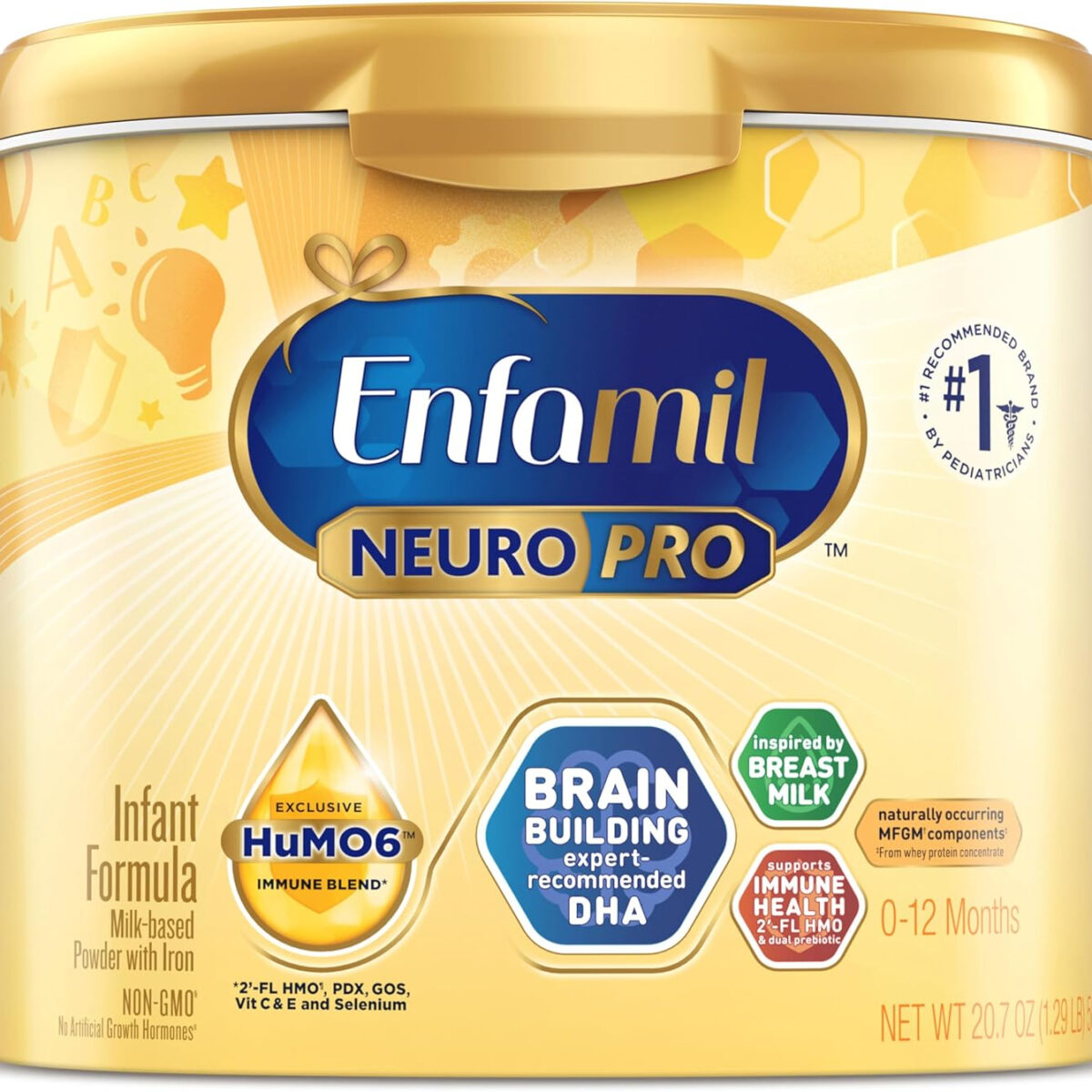 Enfamil NeuroPro Baby Formula, MFGM* 5-Year Benefit, Expert-Recommended Brain-Building Omega-3 DHA, Exclusive Immune Supporting HuMO6 Blend, Infant Formula Powder, Baby Milk, 20.7 Oz