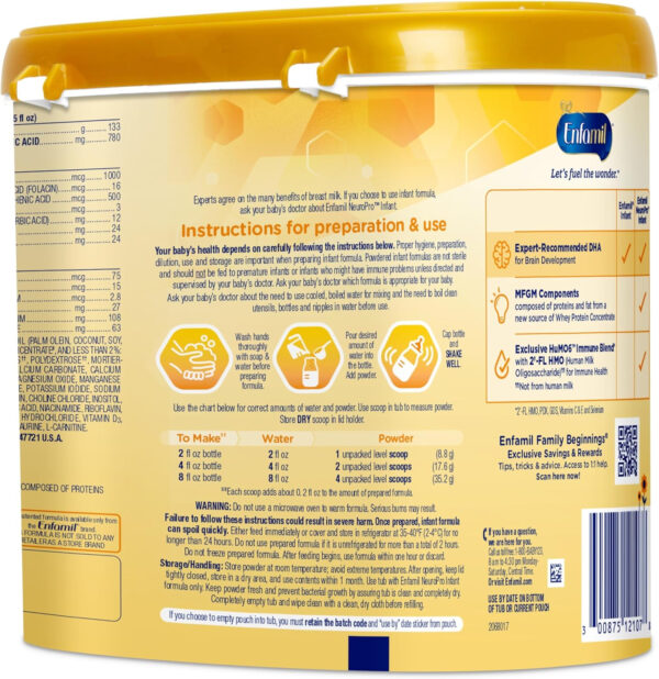Enfamil NeuroPro Baby Formula, MFGM* 5-Year Benefit, Expert-Recommended Brain-Building Omega-3 DHA, Exclusive Immune Supporting HuMO6 Blend, Infant Formula Powder, Baby Milk, 20.7 Oz