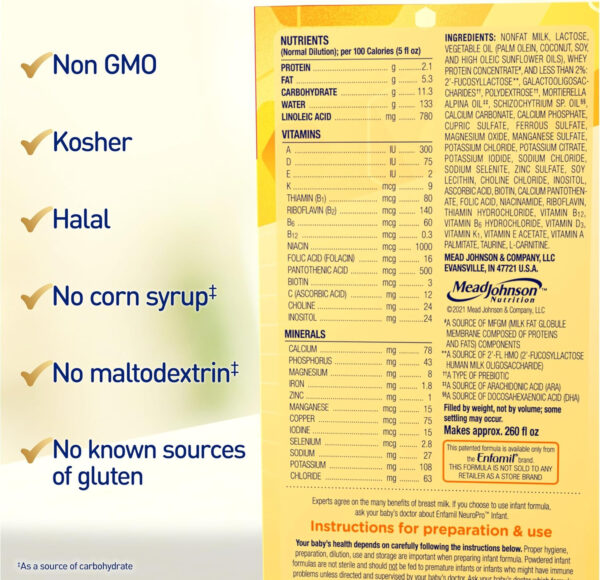 688a93d4e1c26960d992ee593a343d3f5357032550fe84c49f460.jpg Enfamil NeuroPro Baby Formula, MFGM* 5-Year Benefit, Expert-Recommended Brain-Building Omega-3 DHA, Exclusive Immune Supporting HuMO6 Blend, Infant Formula Powder, Baby Milk, 31.4 Oz, Pack of 4