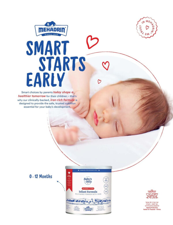 Baby's Only Infant Complete Nutrition Baby Formula - Milk Based Powder with Iron, Vitamin D, Calcium & Choline - Mehadrin Certified Kosher Baby Food (0-12 months)