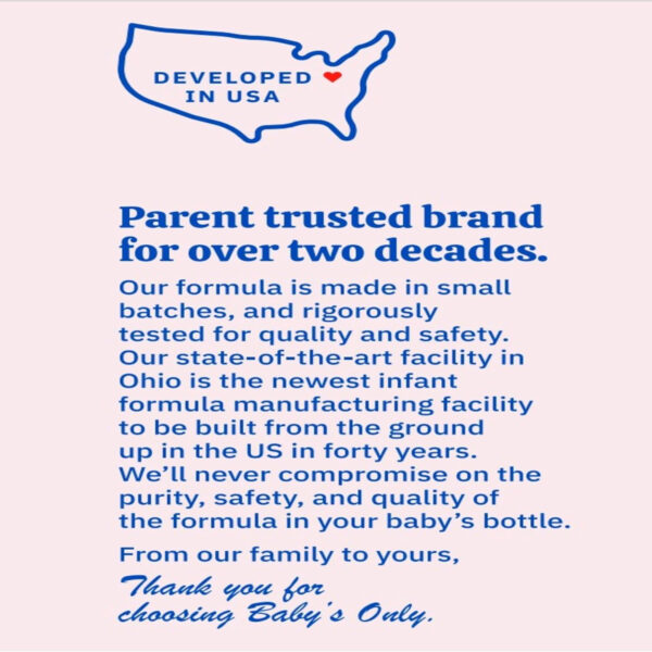 Baby's Only Infant Complete Nutrition Baby Formula - Milk Based Powder with Iron, Vitamin D, Calcium & Choline - Mehadrin Certified Kosher Baby Food (0-12 months)