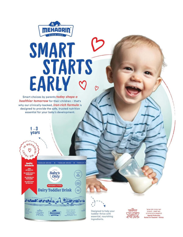 Baby's Only Infant Complete Nutrition Baby Formula - Milk Based Powder with Iron, Vitamin D, Calcium & Choline - Mehadrin Certified Kosher Baby Food (0-12 months)