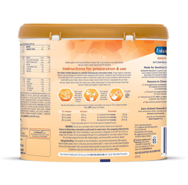 Enfamil Sensitive Baby Formula with DHA, Iron & Prebiotics to help support Brain & Immune Support. Lactose Sensitivity Infant Formula Inspired by Breast Milk, Non-GMO, Powder Can, 19.5 Oz