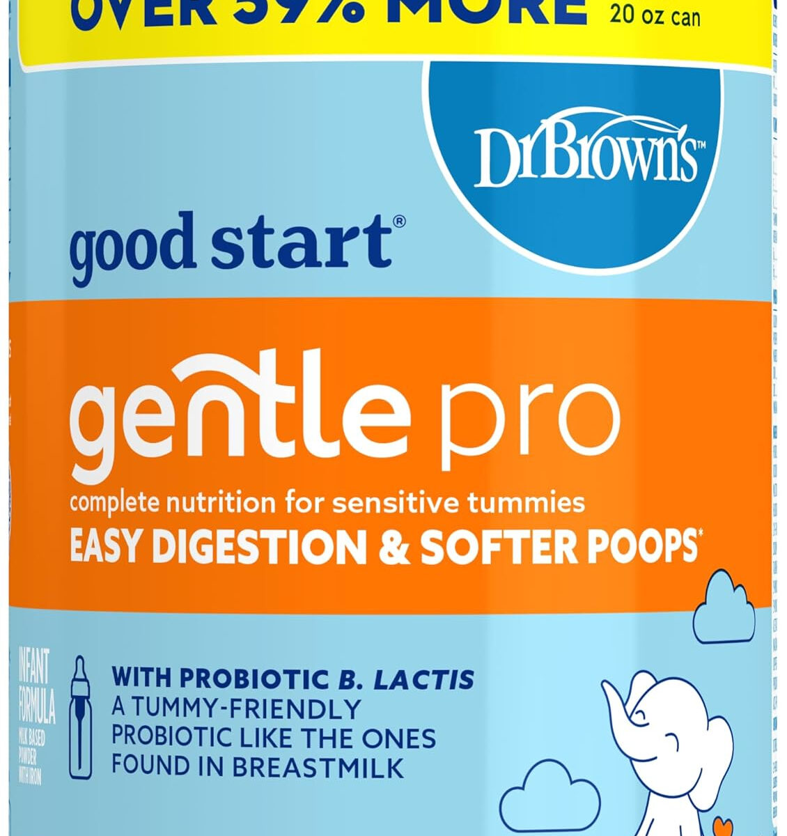 Good Start | Dr. Brown’s Gentle Pro, Baby Formula Powder, For Sensitive Tummies, Easy Digestion and Softer Poops, Infant Formula with Probiotics, DHA, Non-GMO, 32 OZ