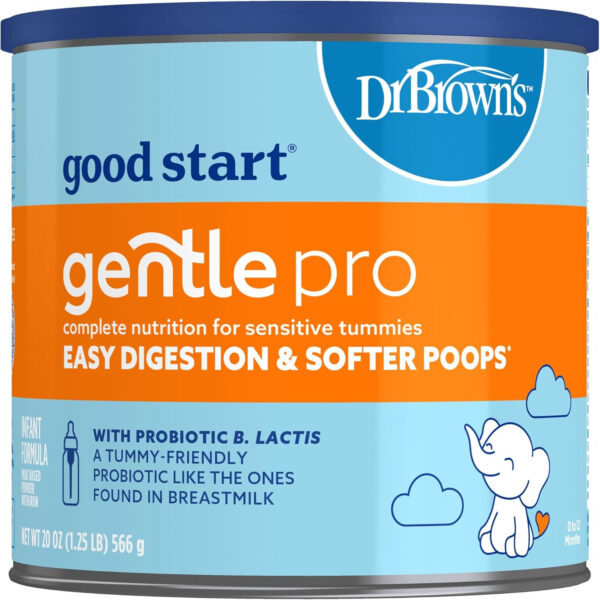 Good Start | Dr. Brown’s Gentle Pro, Baby Formula Powder, For Sensitive Tummies, Easy Digestion and Softer Poops, Infant Formula with Probiotics, DHA, Non-GMO, 32 OZ