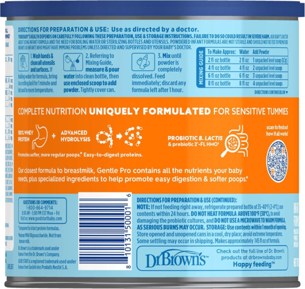 Good Start | Dr. Brown’s Gentle Pro, Baby Formula Powder, For Sensitive Tummies, Easy Digestion and Softer Poops, Infant Formula with Probiotics, DHA, Non-GMO, 32 OZ