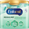 Enfamil Reguline Baby Formula, Milk-Based Infant Nutrition, Dual Prebiotics for Soft, Comfortable Stools within 1 Week of Use, Omega-3 DHA for Immune Support, Reusable Powder Tub, 19.5 Oz​