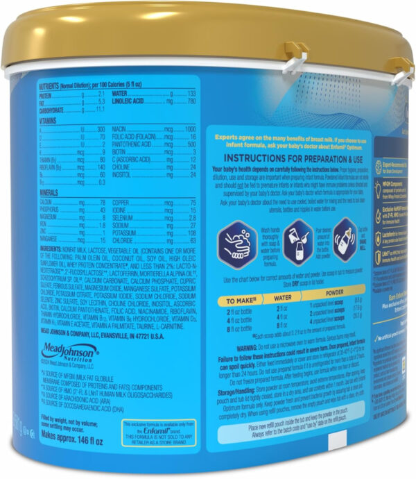 688a953f67312a2263bc2247f3a7fa4400e66860a55d76f414593.jpg Enfamil Optimum Baby Formula, Our Closest Formula to Breast Milk, Immune-Supporting Lactoferrin also found in Breast Milk, Brain-Building DHA, 20.5 Oz