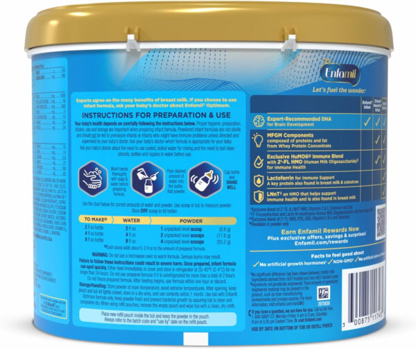 688a954059a148df5dd08e7c27f60d7d3f20eb542ce6587c7783e.jpg Enfamil Optimum Baby Formula, Our Closest Formula to Breast Milk, Immune-Supporting Lactoferrin also found in Breast Milk, Brain-Building DHA, 20.5 Oz