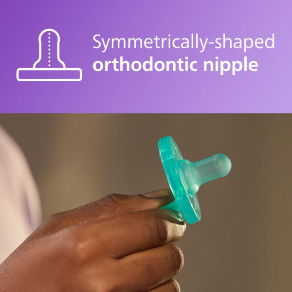 Philips Avent Soothie Orthodontic Baby Pacifiers, 100% Silicone Pacifiers, One Piece, BPA-Free, for Babies 0-3 Months, Green, 4 Pack, Model SCF190/41