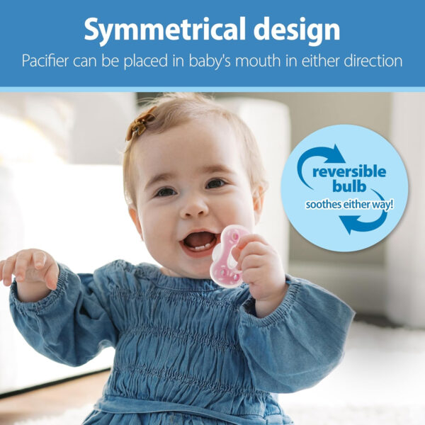 Dr. Brown's Advantage One-Piece Silicone Baby Pacifier, Fully Symmetrical Soother, Dark Blue/Light Blue/Orange, 6-18m, BPA Free, 3 Pack