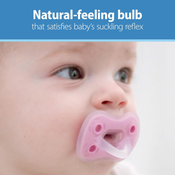 Dr. Brown's Advantage One-Piece Silicone Baby Pacifier, Fully Symmetrical Soother, Dark Blue/Light Blue/Orange, 6-18m, BPA Free, 3 Pack