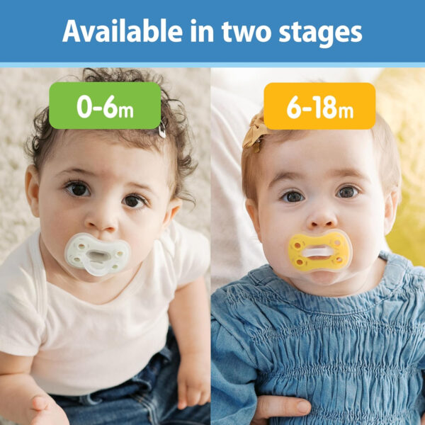 Dr. Brown's Advantage One-Piece Silicone Baby Pacifier, Fully Symmetrical Soother, Dark Blue/Light Blue/Orange, 6-18m, BPA Free, 3 Pack