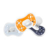 Dr. Brown's Advantage One-Piece Silicone Baby Pacifier, Fully Symmetrical Soother, Dark Blue/Light Blue/Orange, 6-18m, BPA Free, 3 Pack