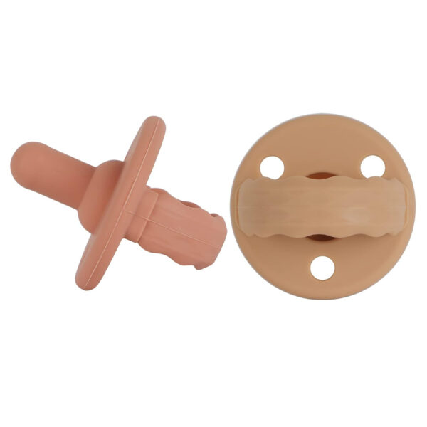 Soother Pacifier,Food Grade Silicone Pacifiers with Handle & 3 Holes for Added Safety, BPA Free, 4-Pack (Sage x2 / Ether x2)