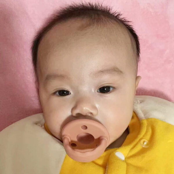 Soother Pacifier,Food Grade Silicone Pacifiers with Handle & 3 Holes for Added Safety, BPA Free, 4-Pack (Sage x2 / Ether x2)