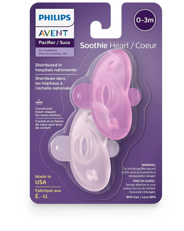 Philips Avent Soothie Heart Pacifier, Pink/Light Pink, 0-3 Months, 4 Pack, SCF099/42