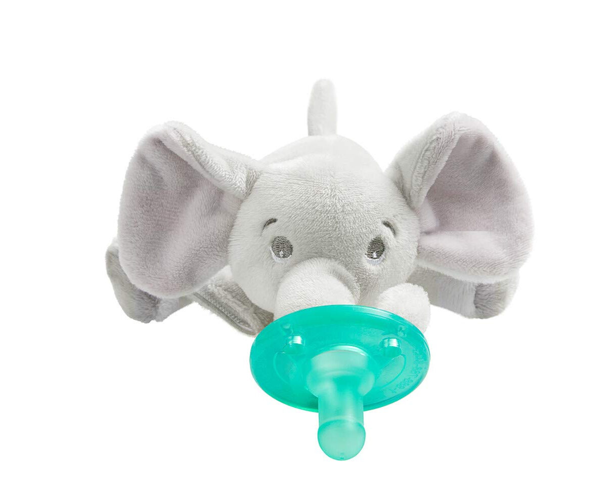 Philips AVENT Soothie Snuggle Pacifier Holder with Detachable Pacifier, 0m+, Elephant, SCF347/03- 1 Count (Pack of 1)