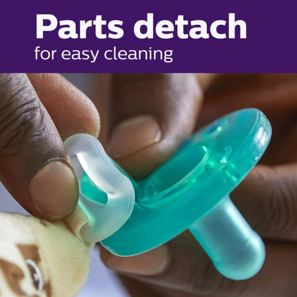 Philips AVENT Soothie Snuggle Pacifier Holder with Detachable Pacifier, 0m+, Elephant, SCF347/03- 1 Count (Pack of 1)