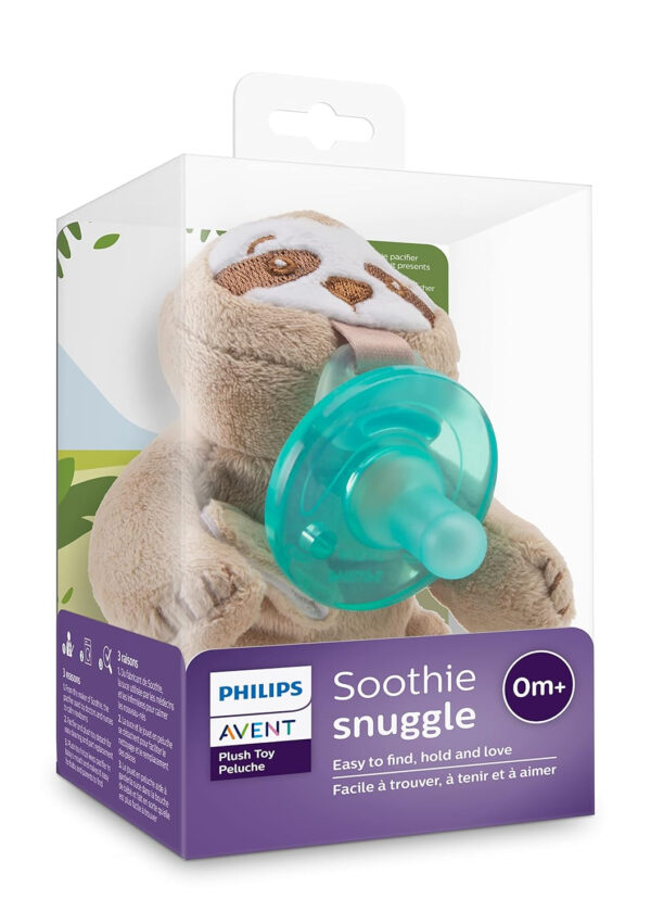 Philips AVENT Soothie Snuggle Pacifier Holder with Detachable Pacifier, 0m+, Elephant, SCF347/03- 1 Count (Pack of 1)