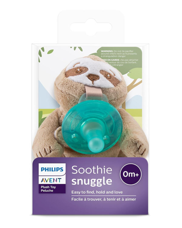 Philips AVENT Soothie Snuggle Pacifier Holder with Detachable Pacifier, 0m+, Elephant, SCF347/03- 1 Count (Pack of 1)
