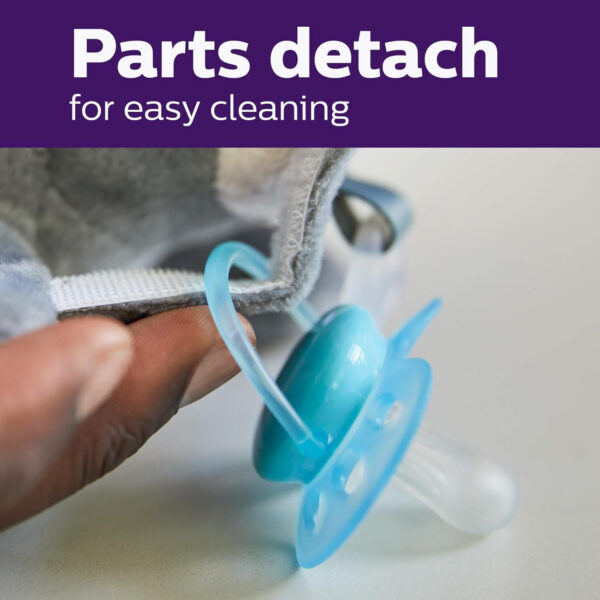 Philips AVENT Soothie Snuggle Pacifier Holder with Detachable Pacifier, 0m+, Elephant, SCF347/03- 1 Count (Pack of 1)