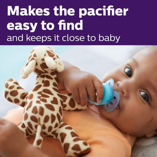 Philips AVENT Soothie Snuggle Pacifier Holder with Detachable Pacifier, 0m+, Elephant, SCF347/03- 1 Count (Pack of 1)
