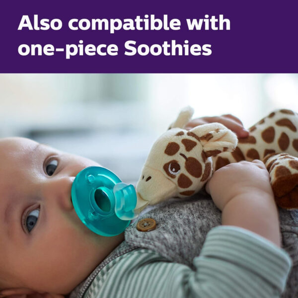 Philips AVENT Soothie Snuggle Pacifier Holder with Detachable Pacifier, 0m+, Elephant, SCF347/03- 1 Count (Pack of 1)
