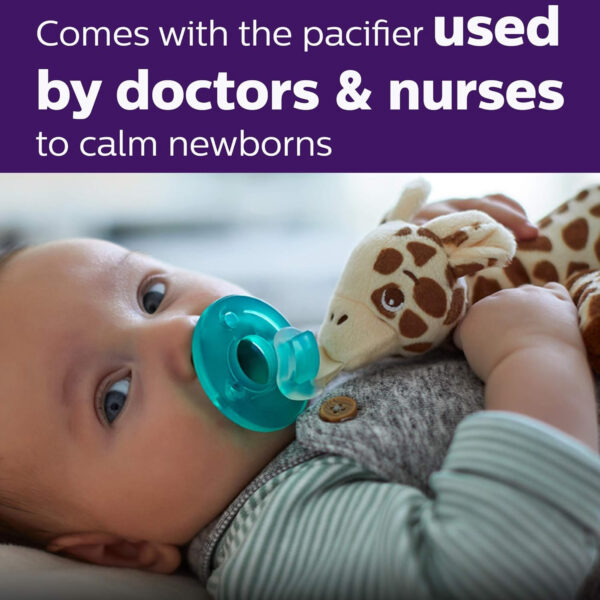 Philips AVENT Soothie Snuggle Pacifier Holder with Detachable Pacifier, 0m+, Elephant, SCF347/03- 1 Count (Pack of 1)