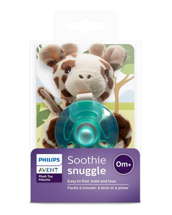 Philips AVENT Soothie Snuggle Pacifier Holder with Detachable Pacifier, 0m+, Elephant, SCF347/03- 1 Count (Pack of 1)