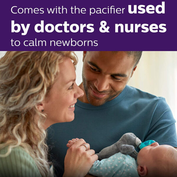 Philips AVENT Soothie Snuggle Pacifier Holder with Detachable Pacifier, 0m+, Elephant, SCF347/03- 1 Count (Pack of 1)