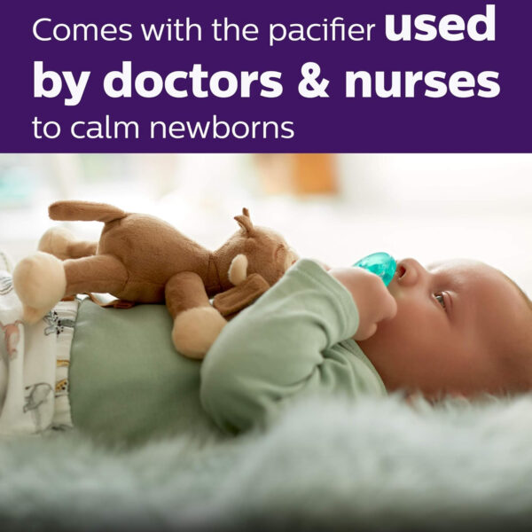 Philips AVENT Soothie Snuggle Pacifier Holder with Detachable Pacifier, 0m+, Elephant, SCF347/03- 1 Count (Pack of 1)