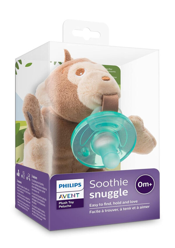 Philips AVENT Soothie Snuggle Pacifier Holder with Detachable Pacifier, 0m+, Elephant, SCF347/03- 1 Count (Pack of 1)