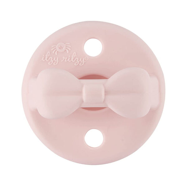 Itzy Ritzy Silicone Orthodontic Pacifiers - Itzy Soother Pacifiers with Collapsible Handle & Two Air Holes for Added Safety, Baby Pacifier For Ages 0-6 Months (Ballet Slipper & Primrose)