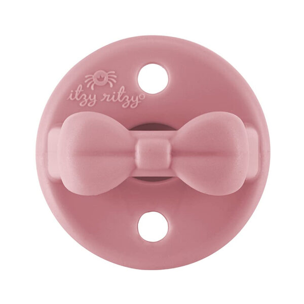 Itzy Ritzy Silicone Orthodontic Pacifiers - Itzy Soother Pacifiers with Collapsible Handle & Two Air Holes for Added Safety, Baby Pacifier For Ages 0-6 Months (Ballet Slipper & Primrose)