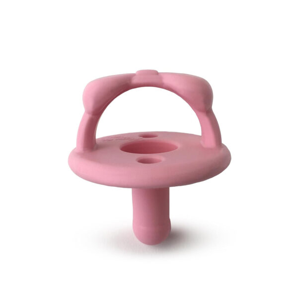 Itzy Ritzy Silicone Pacifiers for Ages 6-18 Months - Itzy Soother Pacifiers Feature Collapsible Handle & Two Air Holes for Added Safety Set of 2 in Light Pink & Dark Pink, Ages 6-18 Months