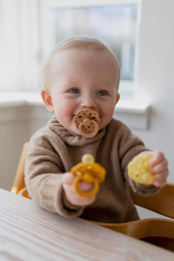 688a9a1ea266619abcdb05407593db3614d28cf2a8553c9f75bad.jpg BIBS Boheme Soother 4-Pack. BPA Free Dummy Pacifier, Round Nipple. Natural Rubber Latex, Made in Denmark, Size 2 (6-18 Months), Dusky Lilac Mix