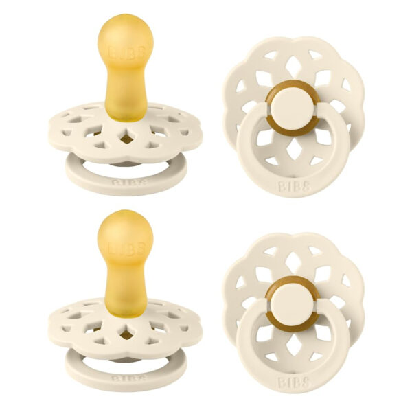 688a9a24ce114eac35e3256ee9b3b4f72f6b4247d02986a34cabd.jpg BIBS Boheme Soother 4-Pack. BPA Free Dummy Pacifier, Round Nipple. Natural Rubber Latex, Made in Denmark, Size 2 (6-18 Months), Dusky Lilac Mix