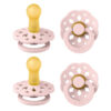688a9a26d02b9983ff52b3d307317037932793d9101eea0f8aad9.jpg BIBS Boheme Soother 4-Pack. BPA Free Dummy Pacifier, Round Nipple. Natural Rubber Latex, Made in Denmark, Size 2 (6-18 Months), Dusky Lilac Mix